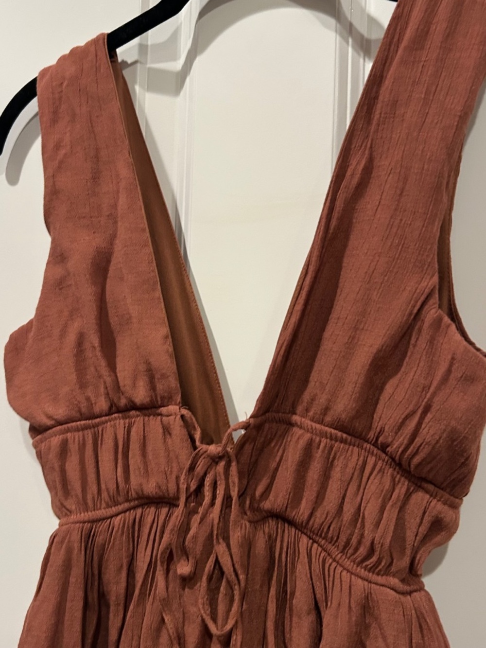 Rust Deep V Mini Dress - Picture 4 of 8